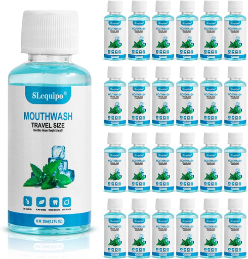 25 Travel Size Mouthwash Bulk Mini Mouthwash, Fresh Mint Portable Mouthwash Individual 1.2oz/35ml Mouthwash Bottles for Travel Toiletry Kits...