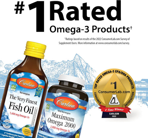 Carlson - Cod Liver Oil Minis, 280 mg Omega-3s + Vitamins A & D3, Heart Support & Cognitive Function, Vision Health, 100 Mini Softgels...
