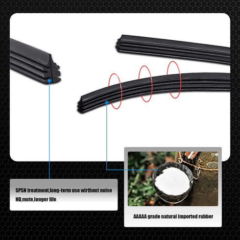Pack-4 Windshield Wiper Blade Refills 26In, Black Car Wiper Blade, Universal Silicone Frameless Windshield Wiper Blade Refills for Most Cars Buses...