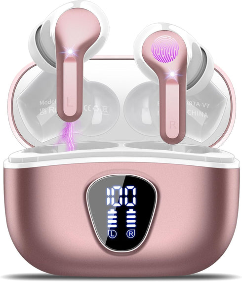 Wireless Earbuds Bluetooth 5.3 Headphones, 40H Playback HiFi Stereo Ear Buds with LED Display, ENC Noise Cancelling Earbuds, IP7 Waterproof in-Ear...