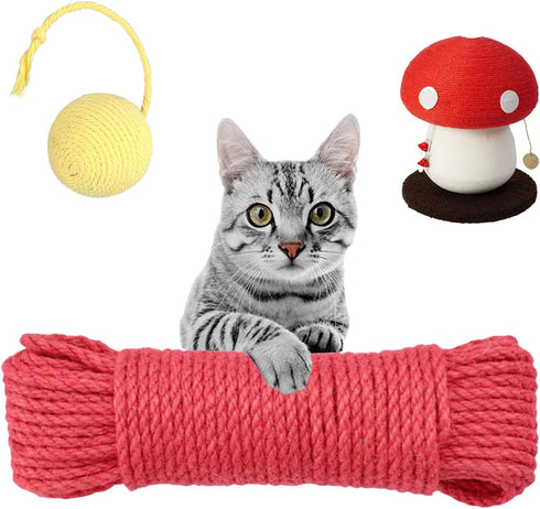 Multicolor Natural Hemp Rope, Cat Scratching Posts Replacement Rope,Repair and Replace Scratching Post cat Tree, 1/4" Rope DIY Cat Jute Twine,Come...