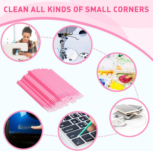 200 Pieces Sewing Machine Cleaning Brushes Disposable Clean Swabs Pointed Tips Cleaning Swabs Sewing Tool Multi Purpose Cleaning Swab Sticks for P...