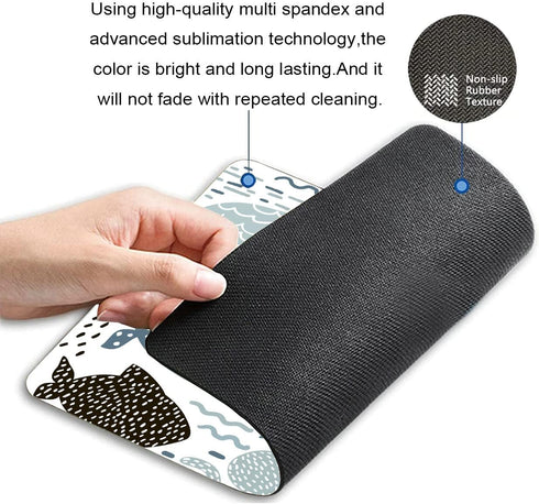 Rectangular Mouse Pad, Non-Slip Rubber MousePads for Office Home Laptop, Black Abstract with Nautical Sea Animal Fur Seal Whale Octopus Fish in Pa...