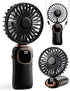 Portable Handheld Fan, 4000mAh Battery Operated 3 in 1 Multifunction Personal Travel Fan with Digital Display, 90° Foldable Desk Fan with Base, 5 ...