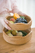 Handmade Rattan Bread Baskets Round Wicker Fruit Serving Storage Bowls, Natural Woven Decorative Kitchen Counter Organizing (Honey Brown) L-11.5''...