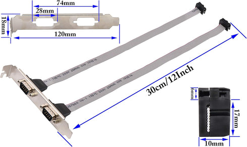 zdyCGTime 2 Port DB9 RS232Serial Port Bracket to 10 pin HeaderRibbon Cable Connector Adapter, DB9 Serial Male to 10P Motherboard Header Panel Moun...