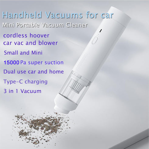 Cordless Vacuum Handheld Vacuum Cleaner, Mini Car Vacuum with Blower Lightweight Portable Vacuum for Car,Home, Handheld Vacuum Cleaner 15000Pa Suc...