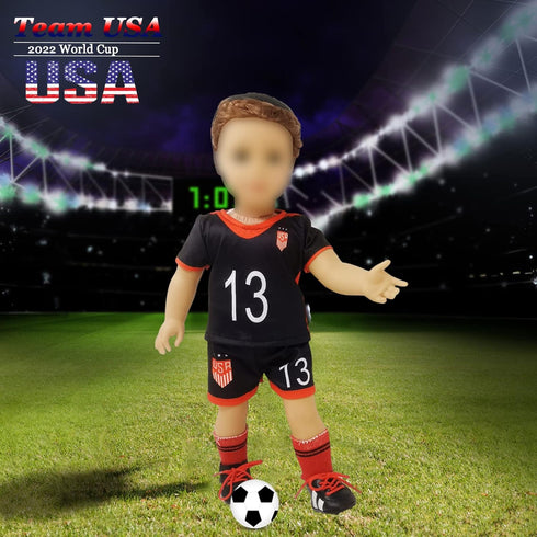 18 Inch Doll Clothes - Team USA 6 Piece 18" Doll Soccer Uniform Fits 18 inch Doll, includes Headband,Shirt,Shorts, Socks,Shoes and Football...