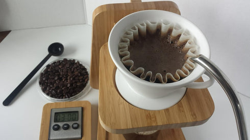 flat-bottom ceramic pour-over coffee dripper....
