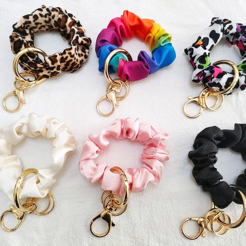 Wrist Strap Key Chain Elastic Scrunchie Bracelet Multifunctional Key Ring for Women...