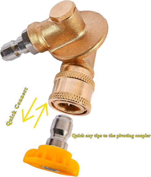 8 Pack 7 Angles Pressure Washer Pivoting Coupler Attachment Accessories Kit 1/4”Quick Connect 240 Degree Rotation,7 Power Washer Spray Nozzle Tips...