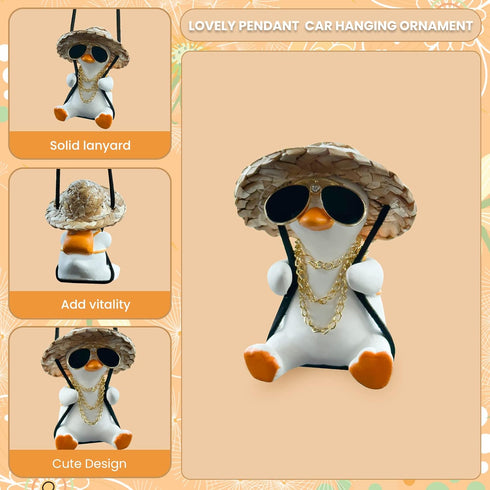 2PCS Swinging Ducks Car Hanging Ornament Interior Rearview Mirror Accessories Car Pendant Rearview Mirror Decoration Gift (Sunglasses and Dice)...
