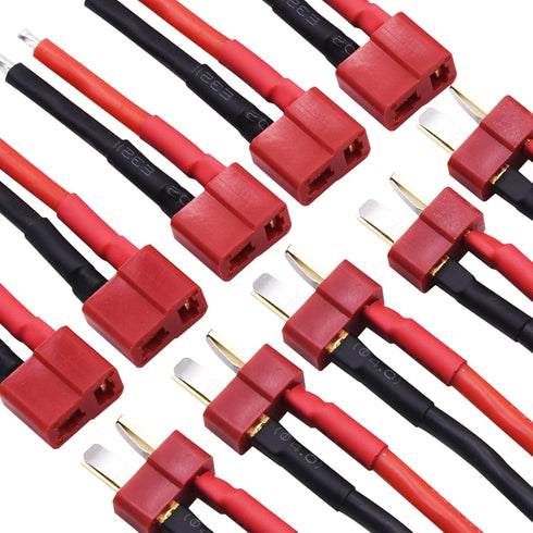 Blomiky 5 Pairs Female and Male 14AWG Silicon Wire Extention Deans T Plug Connector for RC Cars Drone Lithium Battery T Plug 5...