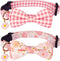ADOGGYGO Pink Floral Dog Collar with Bow, Adjustable Pink Plaid Dog Collars with Removable Bowtie Pet Pink Flower Collars for Small Medium Large G...