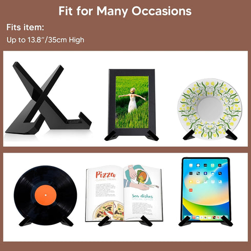 Cookbook Stand Acrylic Plate Holder for Display Picture Frame Stand 6.5 Inch Black Display Stand for Photos Frame, Books, Plates, Artwork, Records...