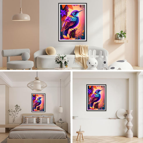 SENQAO Hummingbird Diamond Painting Kits for Adults, Flowers Full Drill Diamond Dots Paintings for Beginners, Round 5D Paint with Diamonds Picture...