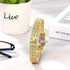 JewelryWe Women Watches Gold-Tone Iced Out Wristwatch Rhinestone Round Analaog Quartz Watch Bling Dress Watch, for Halloween...