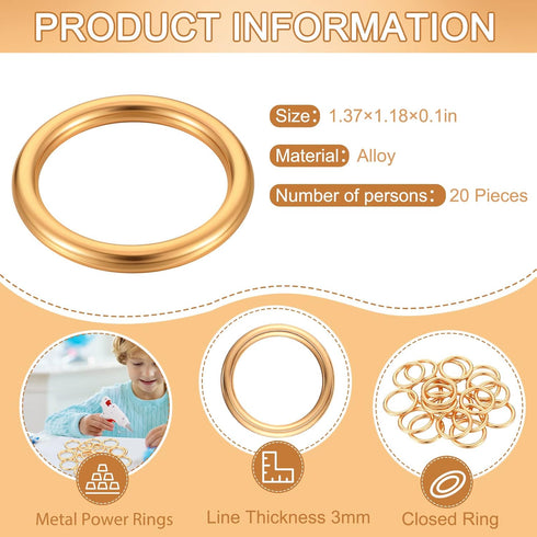 Chalyna 20 Pcs Toy Gold Power Rings Metal Game Figure Display Dream Catcher Rings with Drawstring Organza Bags(1.18 x 1.2 Inch,Gold)...