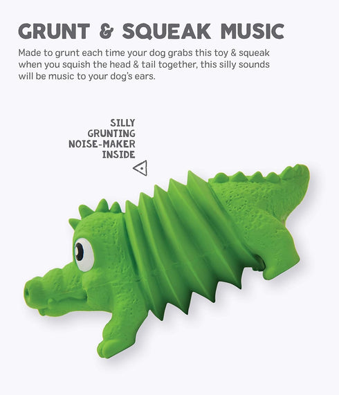 Outward Hound Accordionz Latex Rubber Squeaking Toy - Squeaky and Grunting Dog Toy, Alligator...