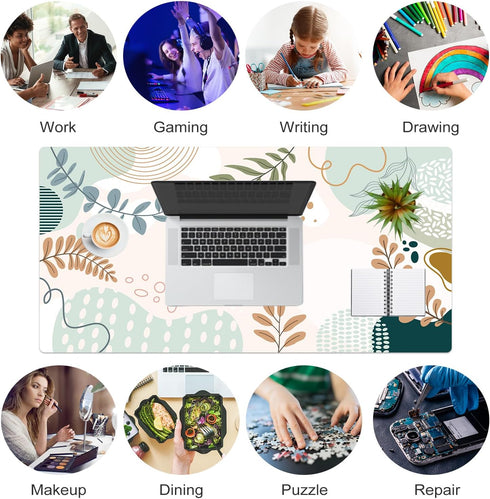 Abstract Boho Large Mouse Pad, Waterproof Green pink Desk Mat, Double Sided Computer Gaming Mouse Pad, XXL Full Desk Mousepad Non Slip Writing Pad...