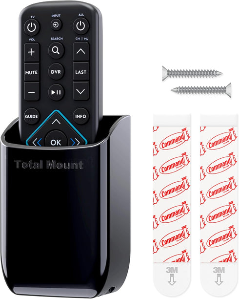 TotalMount Hole-Free Remote Control Holder – Eliminates Need to Drill Holes in Your Wall (Black, Quantity 1)...