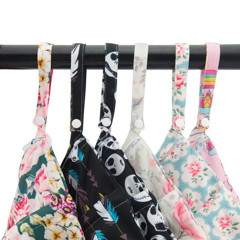 ALVABABY 2pcs Cloth Diaper Wet Dry Bags Waterproof Reusable with Two Zippered Pockets Travel Beach Pool Daycare Soiled Baby Items Yoga Gym Bag for...
