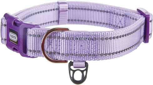 Reflective Nylon Padded Dog Collar Adjustable Soft Pet Collars with Quick Release Buckle for Small Medium Large Dogs (Lavender, 13-19 inch)...