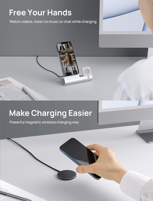 JSAUX Magnetic Wireless Charger Compatible for MagSafe Charger/iPhone 15/15 Pro/15 Plus/15 Pro Max/14/14 Pro/14 Plus/14 Pro Max/13/13 Pro/13 Pro M...