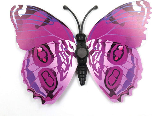 12 Pcs Purple Butterflies Double Wings Refrigerator Magnets Wall Decal Removable Sticker Decoration for Home Kitchen Kids Room Bedroom Office Them...