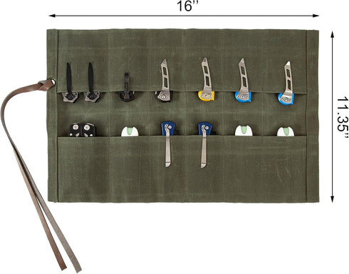 Knife Display Bag With 12 Slots Pocket Knives,Folding Knife Holder Organizer,Knives Roll Collection Protector Bag,Tactical Outdoor for EDC Mini Kn...