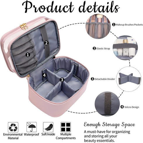 Makeup Bag,Leather Double Layer Large Organizer Bag,Travel Accessories Dorm Room Essentials Toiletry Bag for Women,Travel Essentials Cosmetic Bag ...