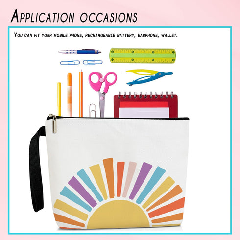 Floral Makeup Bag for Women, Sunshine Gift Makeup Toiletry Organizer Cute Makeup Pouch Canvas Cosmetic Bag Travel Essential Zipper Bag, Pencil Bag...