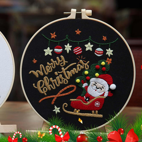 3 pcs christmas embroidery kit,embroidery kit for beginners adults,cross stitch kits with Patterns and Instructions3 Embroidery Hoop 3 Set Embroid...