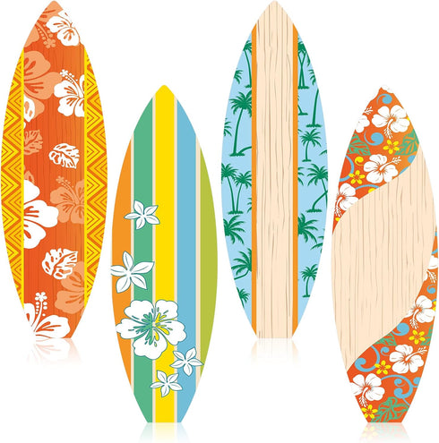 4 Pcs Summer Giant Surfboards Bulletin Board Display Set 47 x 13 Inch Surfing Bulletin Board Cutouts Tropical Graphics Surfboard Sign for School C...