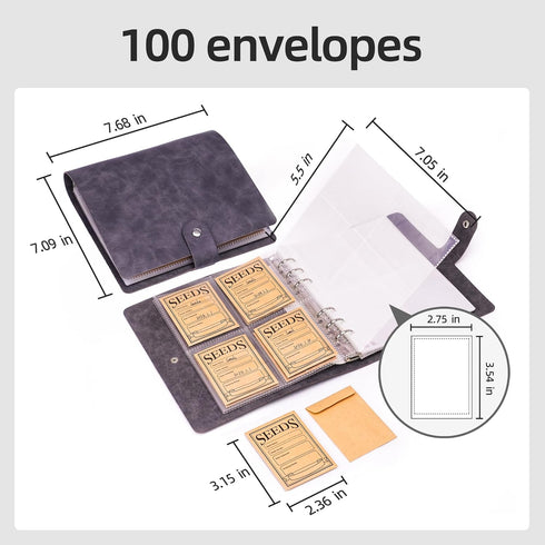 Seed Storage Organizer, 280 Pockets Seed Organizer Binder with 100pcs Sealing Seed Envelopes Garden Seed Organizer Storage Box,Seed Packet Organiz...