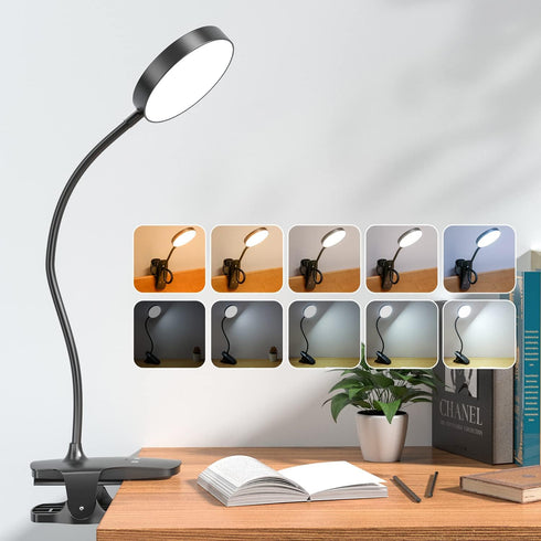 Mubarek Reading Lamp 400LM 36 LED Reading Light, USB Rechargeable Battery Operated Table Lamp, 5 Levels Brightness LED Desk Lamp,5Color Touch Cont...