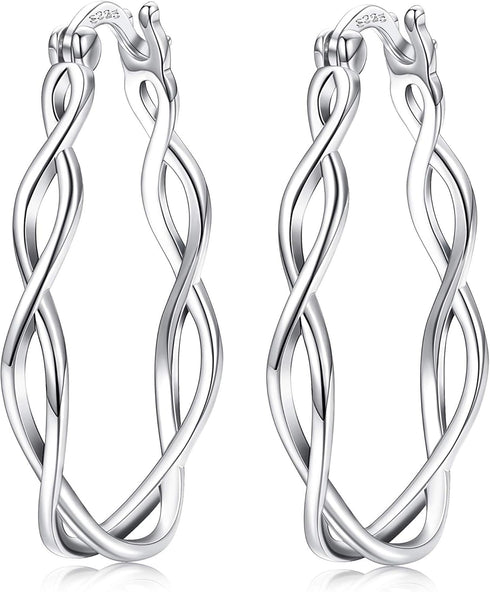 Milacolato 925 Sterling Silver Hoop Earrings Lightweight Twisted Irish Celtic Knot Dangle Earrings Hypoallergenic Boho Vintage Filigree Earrings f...