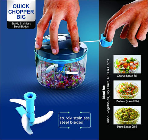 SIGNORAWARE Manual Food Processor, Vegetable Chopper -Easy Pull Hand String- Portable Stainless Steel Hand Food Chopper, Cutter, Garlic Mincer, On...