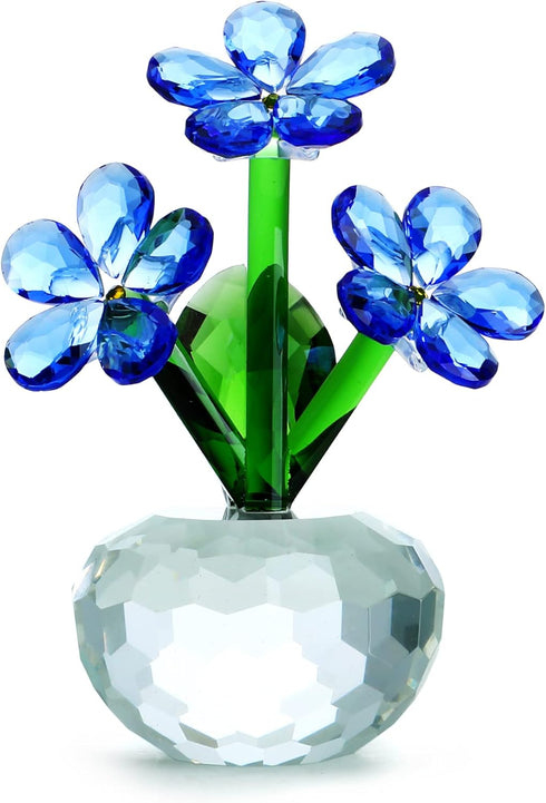 QFkris Forget-Me-Not Crystal Flower Figurines, Crystal Blue Flowers Figurine Table Collectible Ornament Home Decoration Souvenir Gifts...