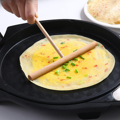 4 Pcs Crepe Spreader Stick and Spatula Kit with Random Color Oil Brush for Fit Large Crepe Pan Maker...