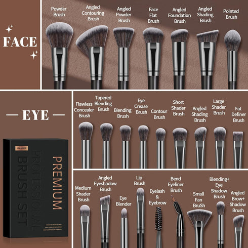 MAANGE Makeup Brushes, 25pcs Makeup Brush Set Premium Synthetic Concealer Blush Foundation Eyeshadow Brush Professional Make up Brushes with Gift ...