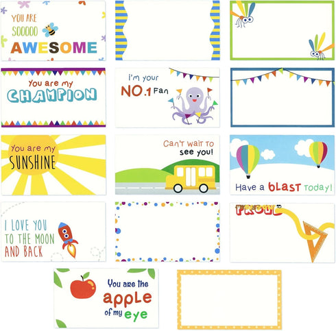 Juvale 60 Pack Motivational Lunch Box Notes for Kids – Cute, Joking, and Encouraging Note Cards to Inspire Kids to do Their Best in School (2 x 3....