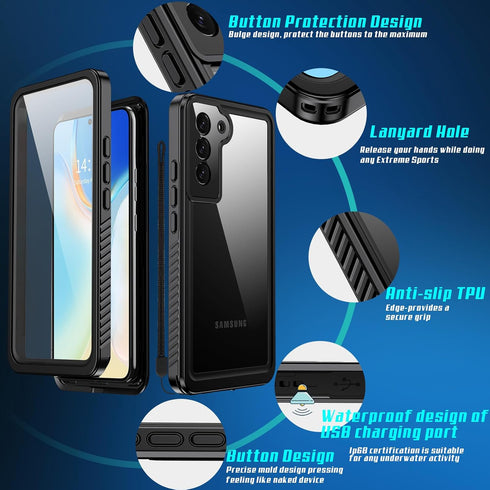 GOLDJU for Samsung Galaxy S22 Plus Case, Waterproof Samsung S22 Plus case with Built-in Screen Protector, IP68 Waterproof Shockproof Dustproof Ful...
