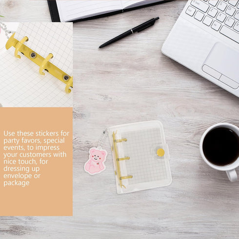 Mini Loose Leaf Notebooks Mini 3 Ring Binders Mini Transparent Clear PVC Binders with Snap Button for Note Taking Office Supplies...