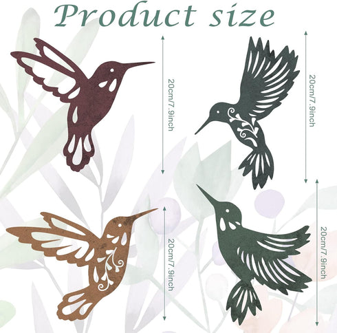 Teling 4 Pcs Metal Hummingbird Wall Art Metal Dragonfly Wall Decor for Modern Farmhouse Rustic Home Living Room Bedroom Kitchen Patio Indoor Outdo...