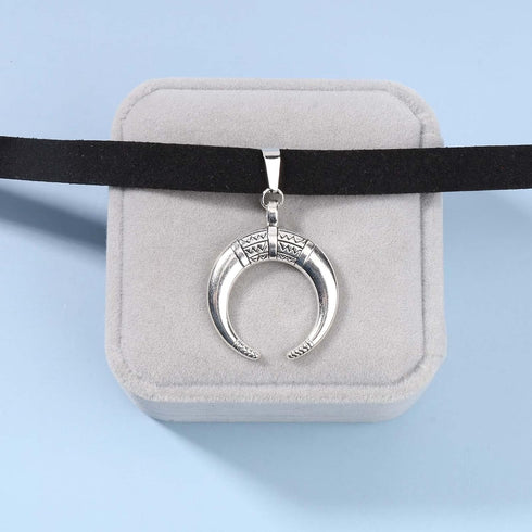 Punk Moon Leather Choker Necklace Black Leather Cord Necklace Silver Moon Pendant Necklace Gothic Velvet Collar Necklace Chain Jewelry for Women a...