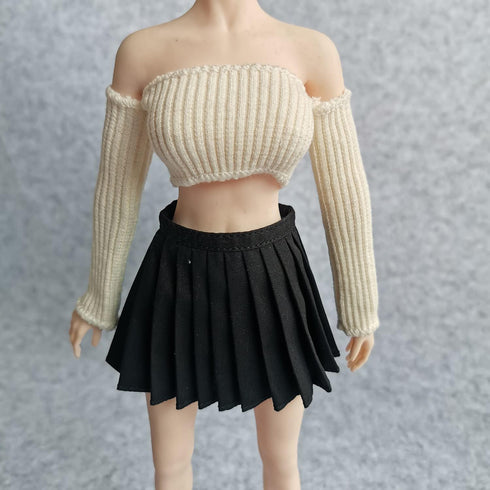 1/6 Scale Figure Clothes Sweater Top+Skirt Outfit Costume for 12 inch Female Action Figure Phicen/TBLeague (White)...