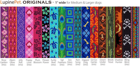 LupinePet Originals 1" Flower Power 4-foot Padded Handle Leash for Medium and Larger Dogs...