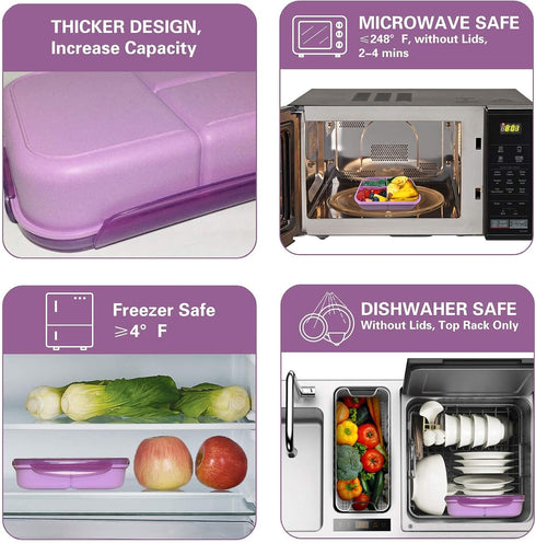 ASYH Bento Box Lunch Box Classic 3 Compartment Bento Box for Adults Ideal Leakproof Lunch Containers with Utensils, Microwave and Dishwasher Safe ...