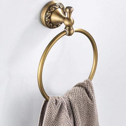 Towel Ring Antique Brass Hanger Hand Towel Holder for Bathroom Kitchen Accessories Wall Mounted,Pattern Carving Design...